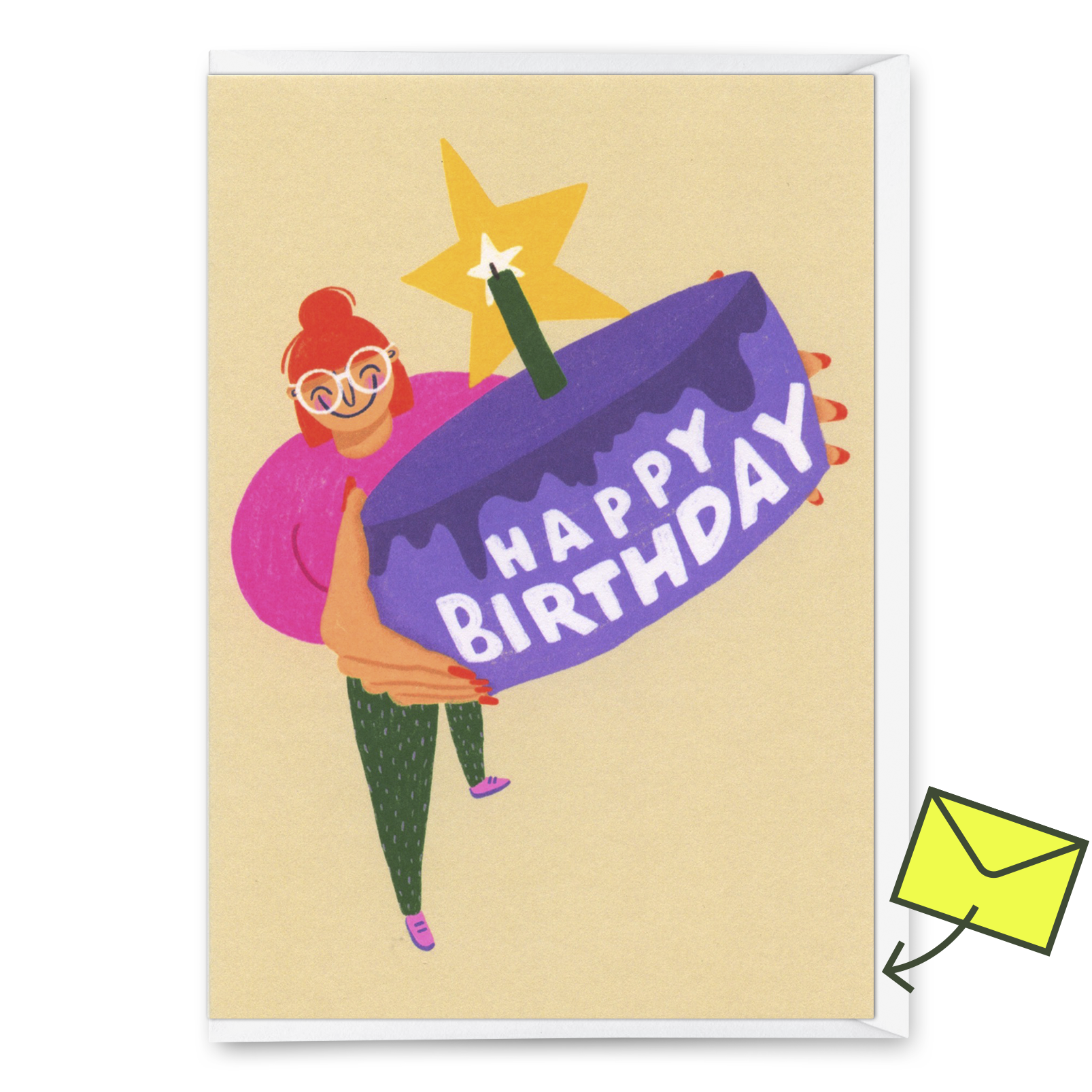 Grußkarte "Happy Birthday Cake" | Schöne Klappkarte zum Geburtstag