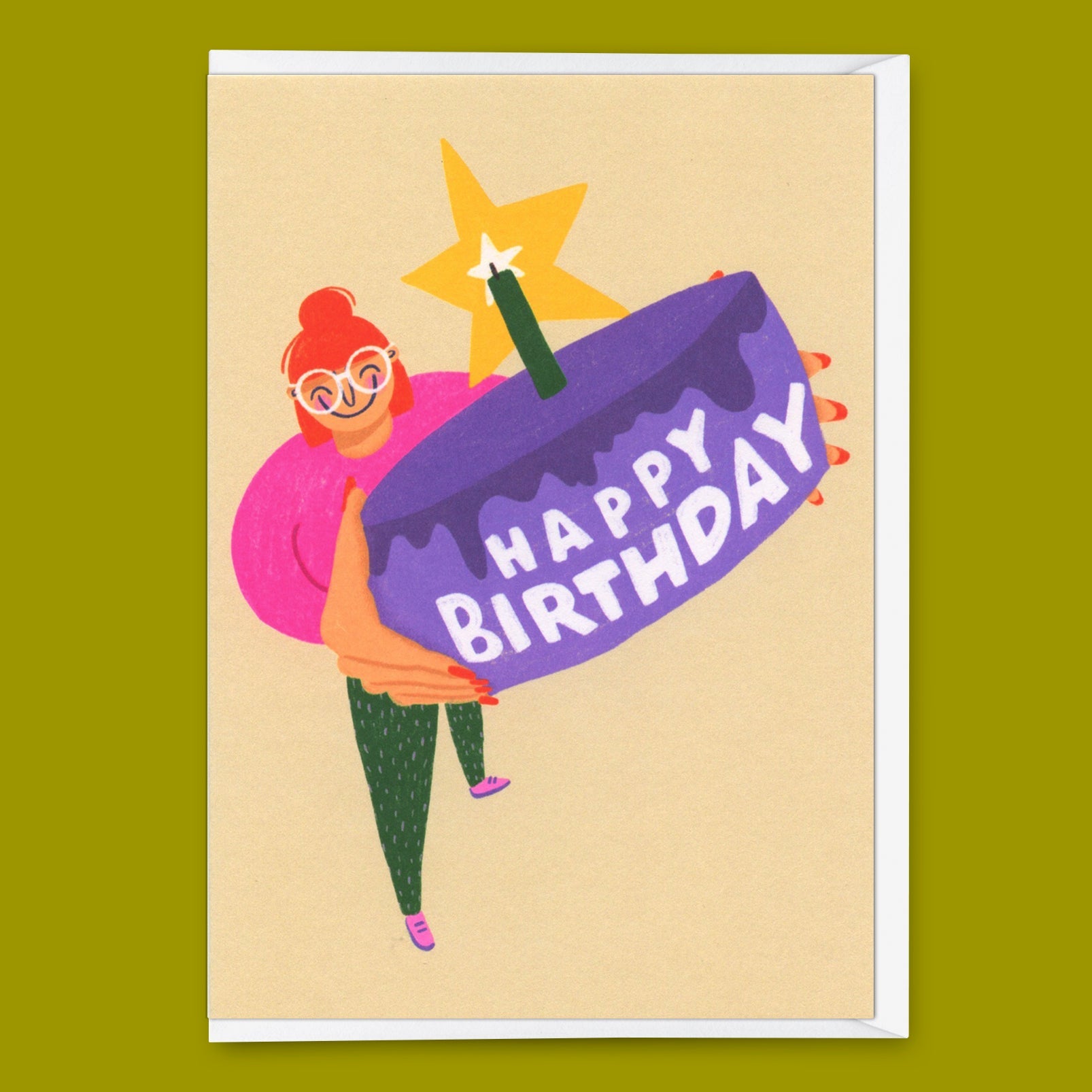 Grußkarte "Happy Birthday Cake" | Schöne Klappkarte zum Geburtstag