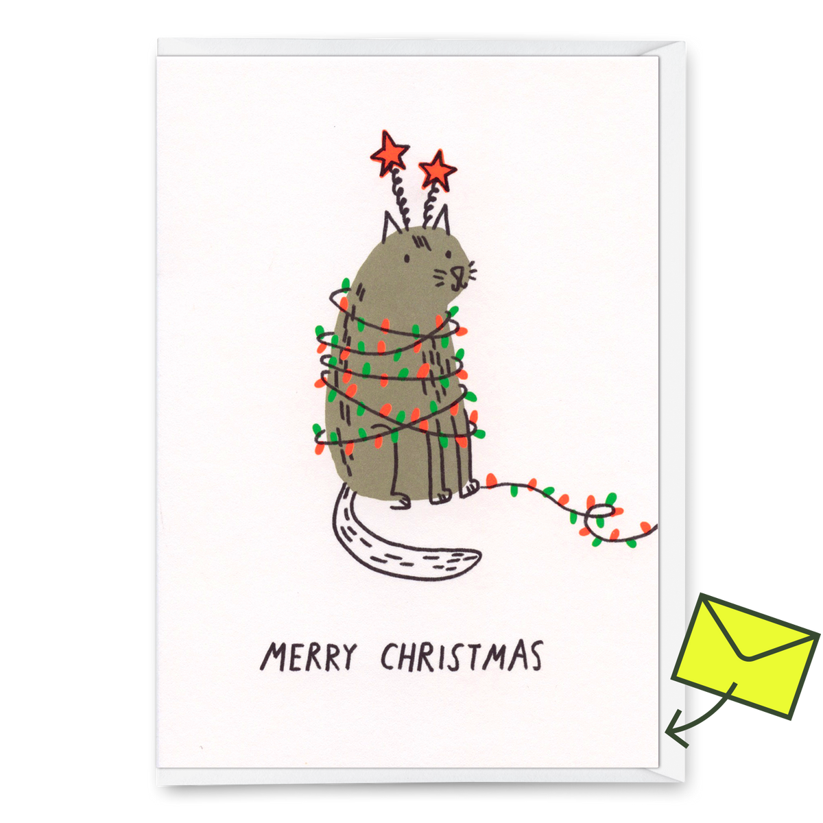 Grußkarte "Xmas chaos" | Lustige Klappkarte mit Katzen-Motiv zu Weihnachten