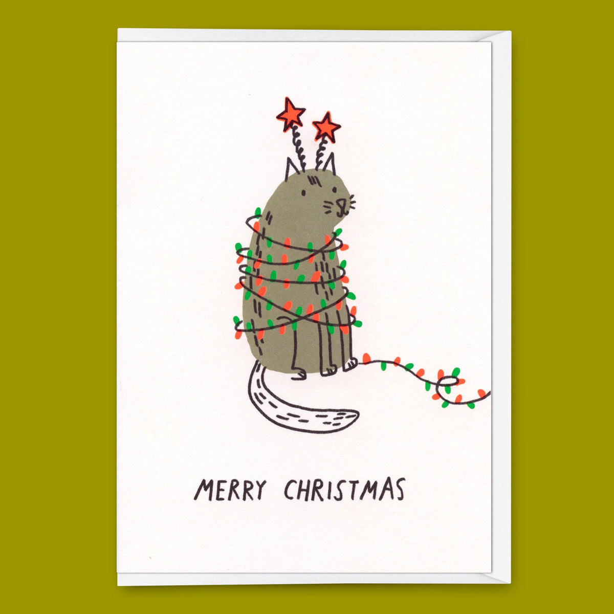 Grußkarte "Xmas chaos" | Lustige Klappkarte mit Katzen-Motiv zu Weihnachten