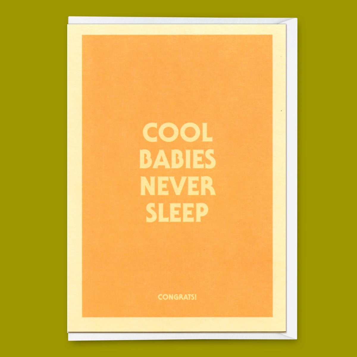 Grußkarte "Cool babies never sleep" | Lustige Klappkarte mit Spruch zur Geburt