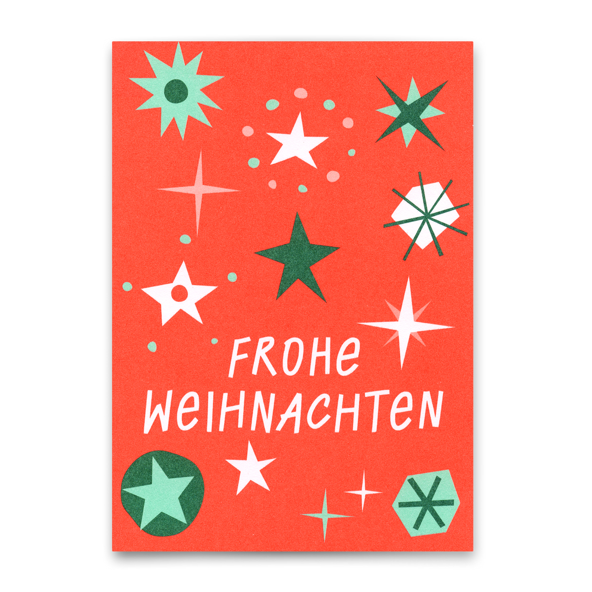 Grußkarte "Frohe Weihnachten Schneeflocken Rot" | Schöne Klappkarte zu Weihnachten