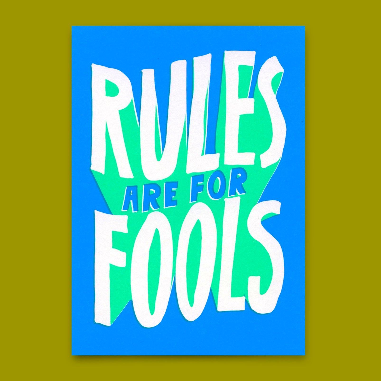 Postkarte "Rules are for fools" | Lustige Karte mit Spruch