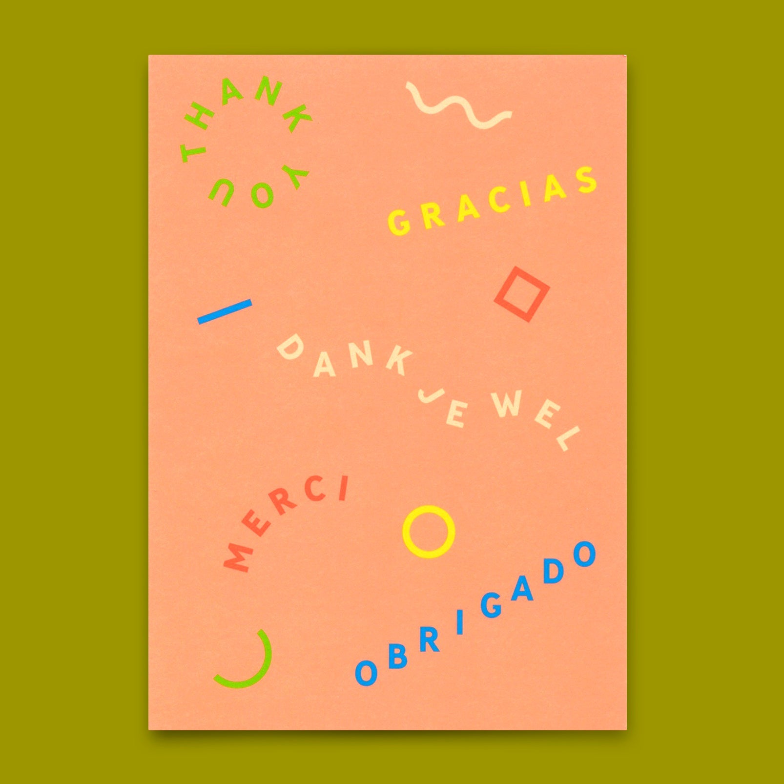 Postkarte "Gracias Merci Danke" | Ausgefallene Karte zum Dankesagen