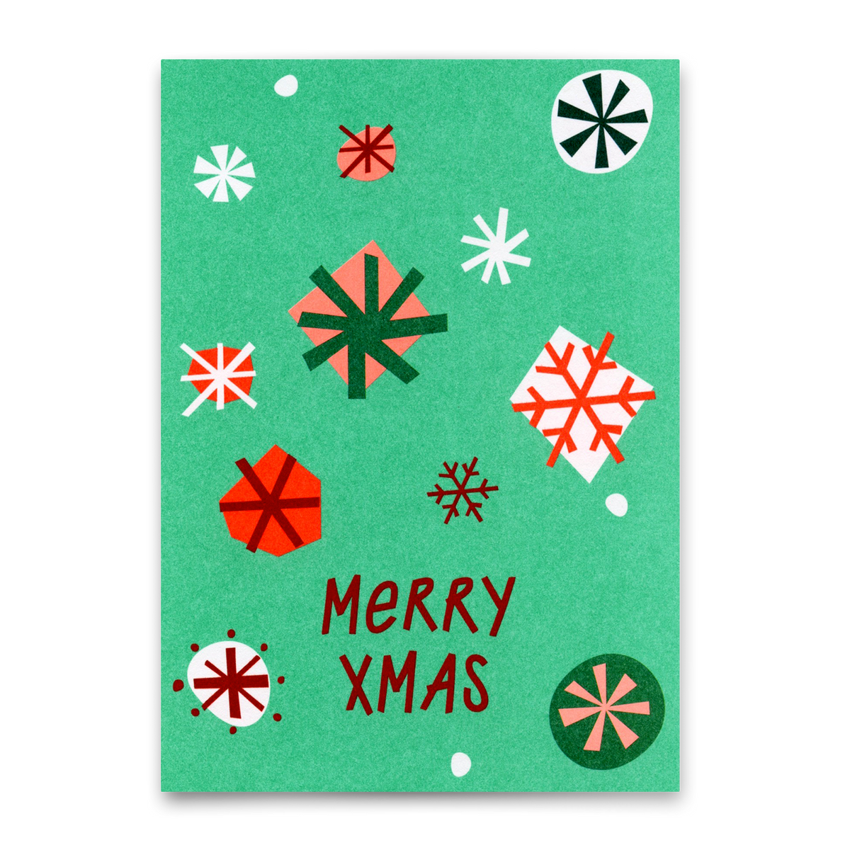Postkarte "Merry Xmas Schneeflocken Türkis" | Besondere Karte zu Weihnachten