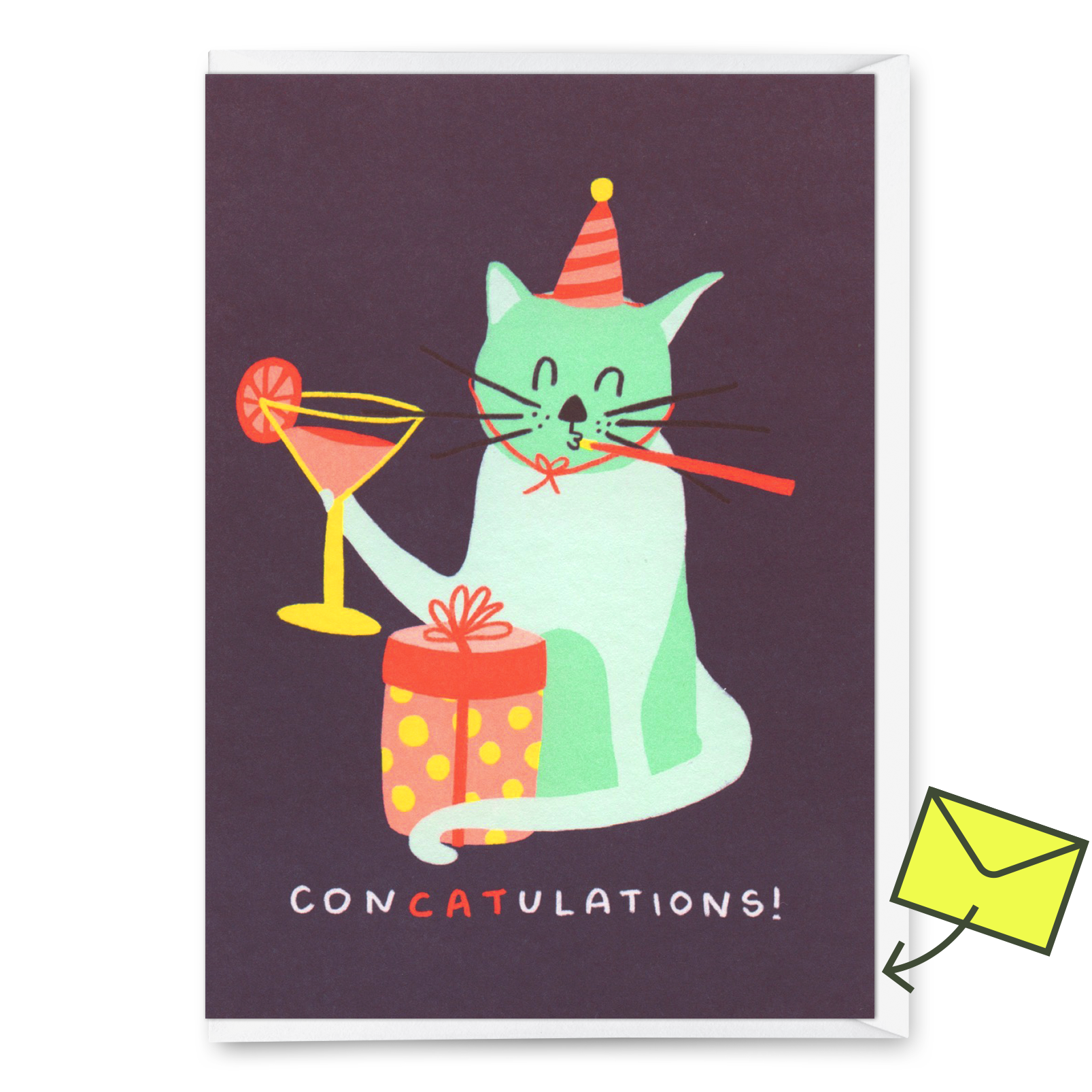 Grußkarte "ConCatulations" | Lustige Klappkarte mit Katzen-Motiv