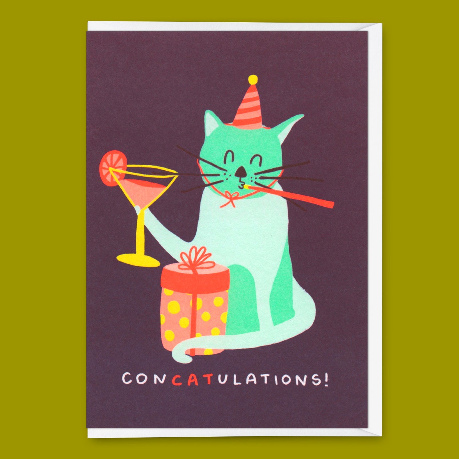 Grußkarte "ConCatulations" | Lustige Klappkarte mit Katzen-Motiv