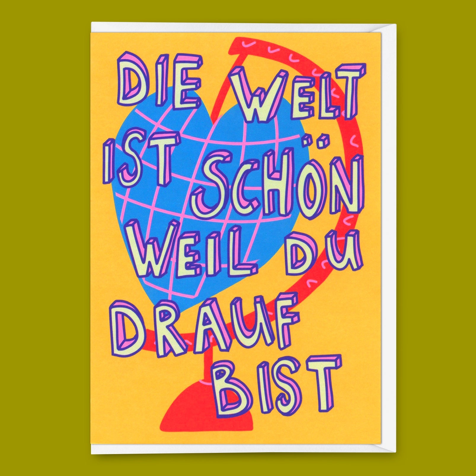 Grußkarte "Die Welt ist schön" | Schöne Klappkarte für Verliebte
