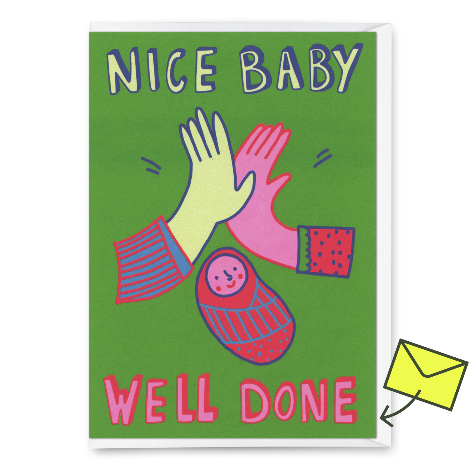 Grußkarte "Nice baby, well done" | Ausgefallene Klappkarte  zur Geburt