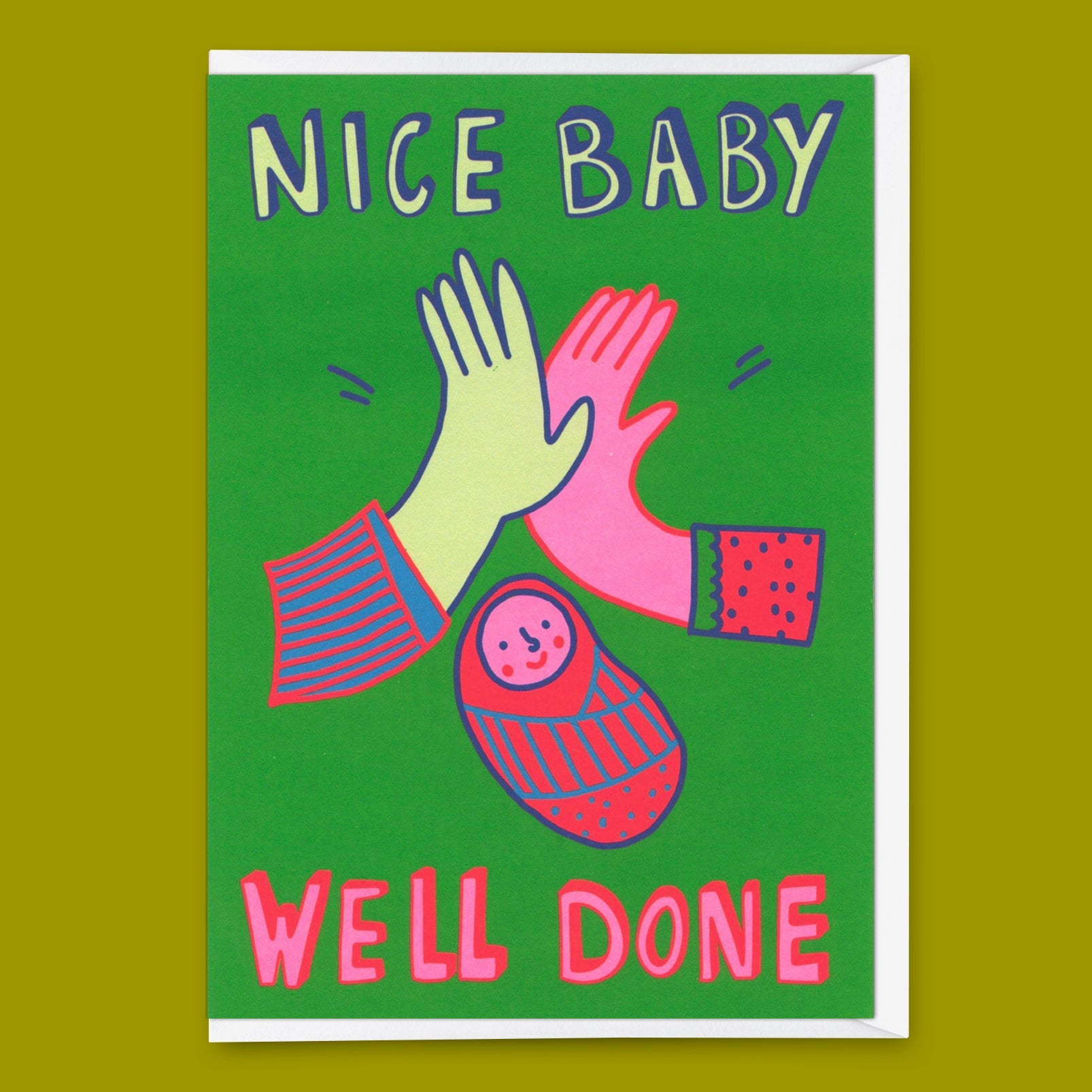 Grußkarte "Nice baby, well done" | Ausgefallene Klappkarte  zur Geburt