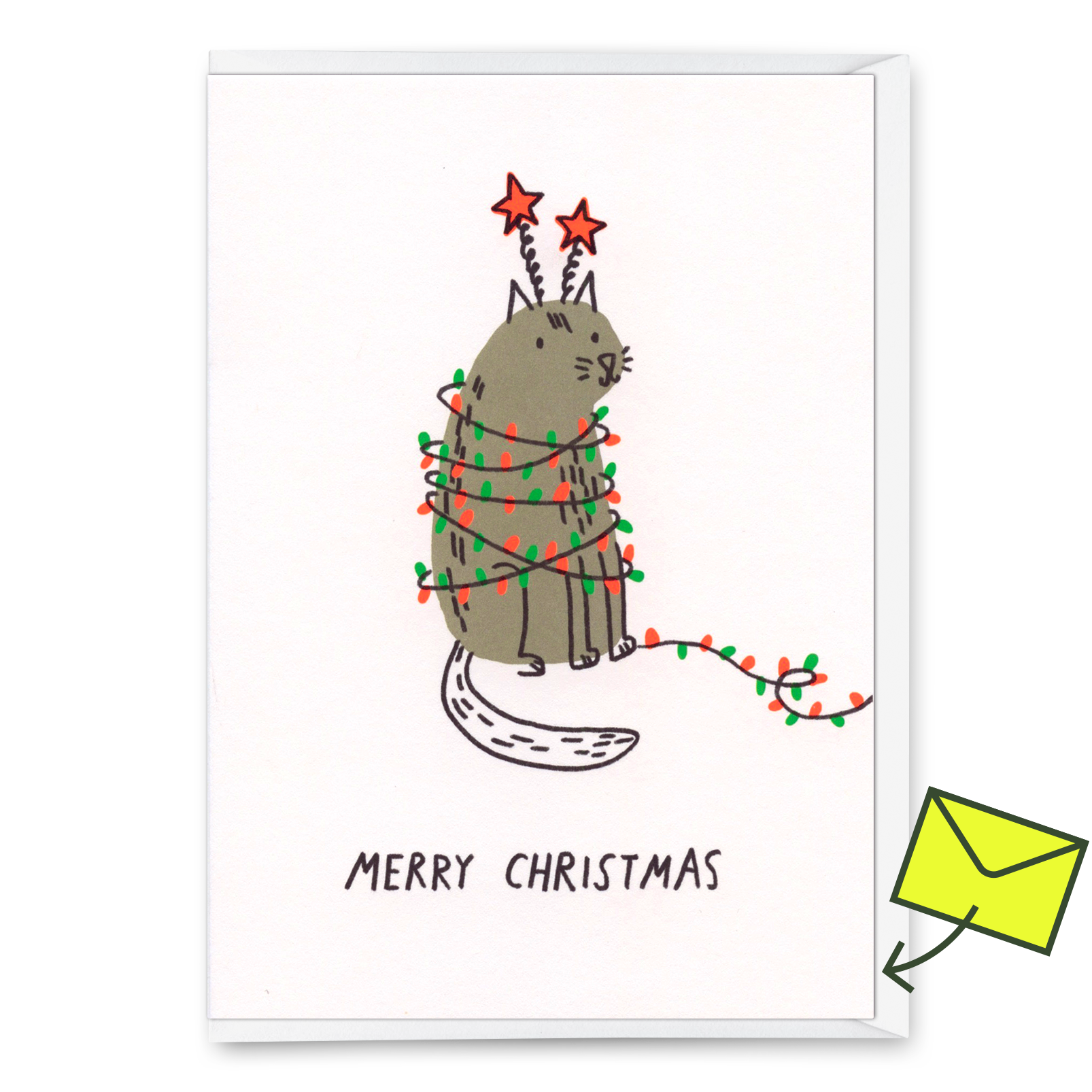 Grußkarte "Xmas chaos" | Lustige Klappkarte mit Katzen-Motiv zu Weihnachten
