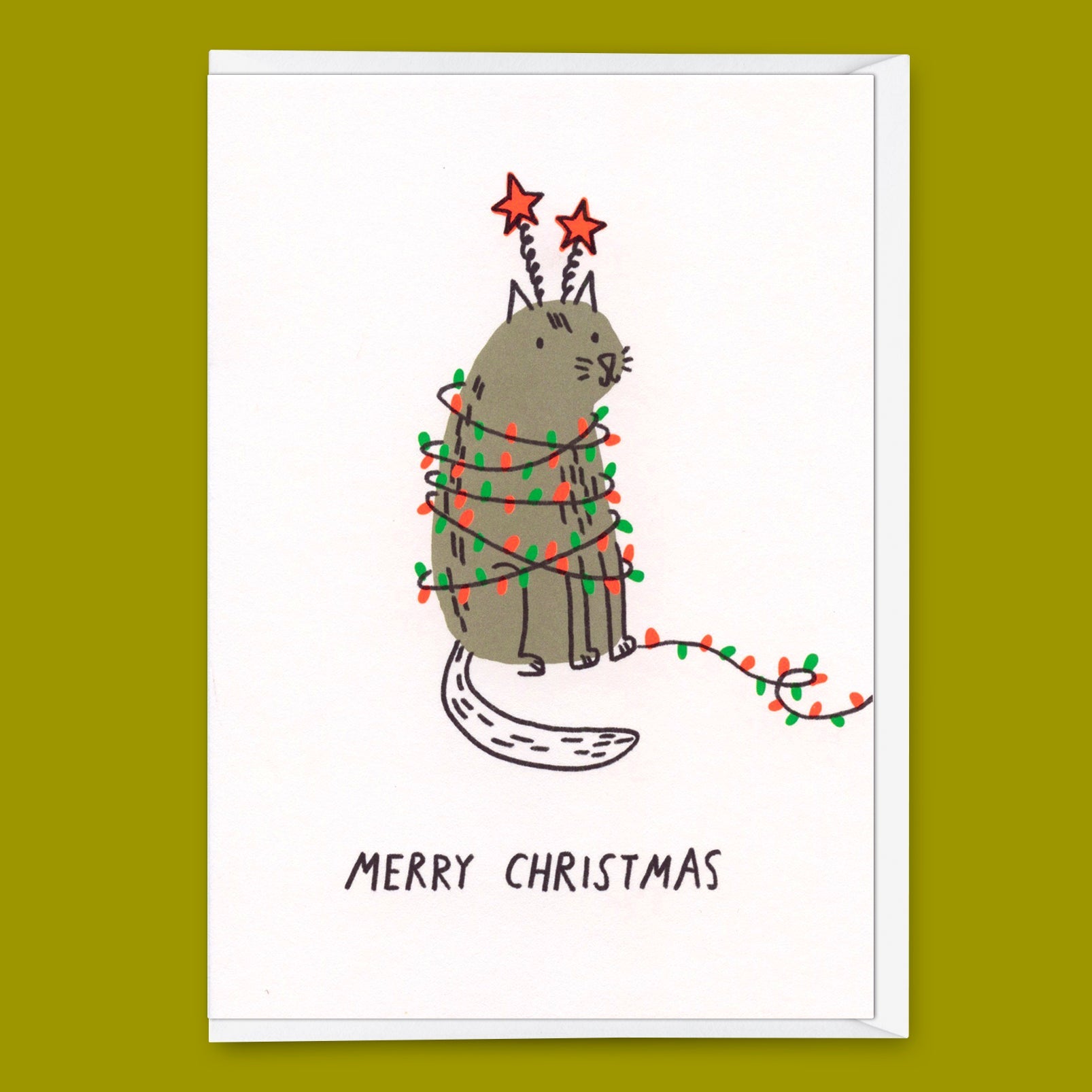 Grußkarte "Xmas chaos" | Lustige Klappkarte mit Katzen-Motiv zu Weihnachten
