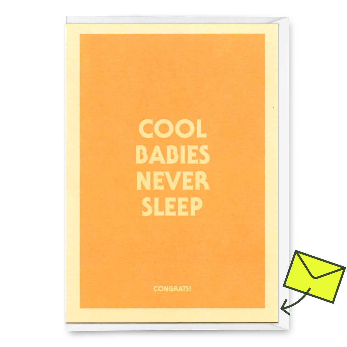 Grußkarte "Cool babies never sleep" | Lustige Klappkarte mit Spruch zur Geburt
