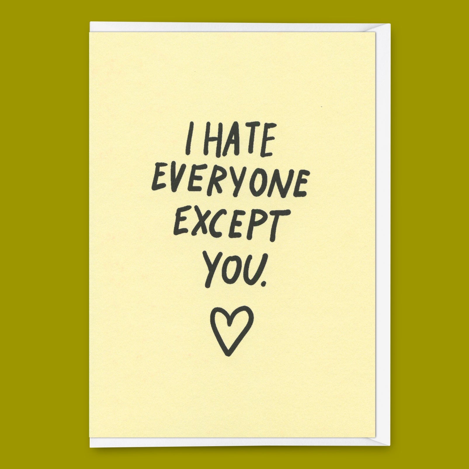 Grußkarte "I hate everyone – except you" | Lustige Klappkarte für Verliebte