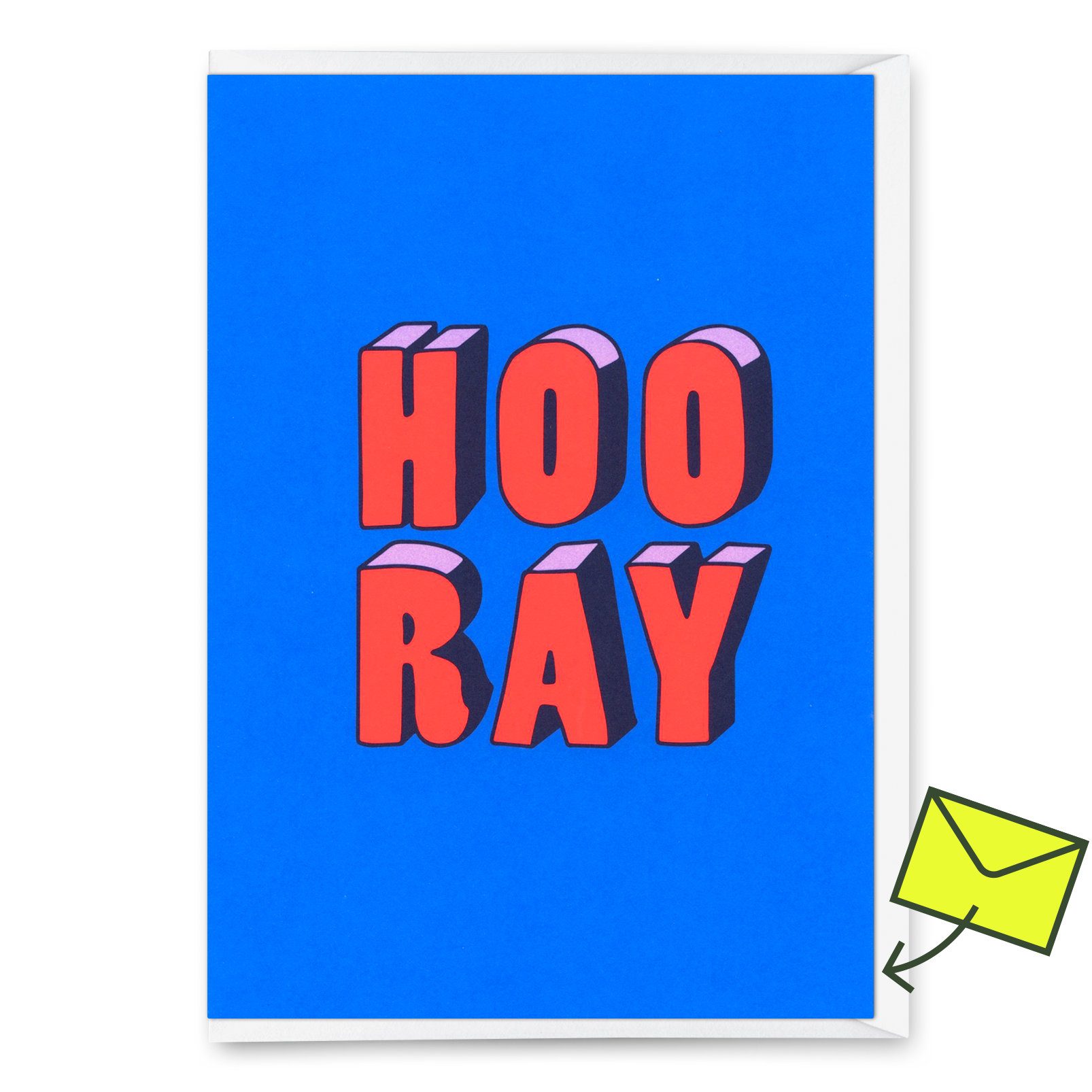 Grußkarte "Hooray 3D-Typo" | Coole Klappkarte für jeden Anlass