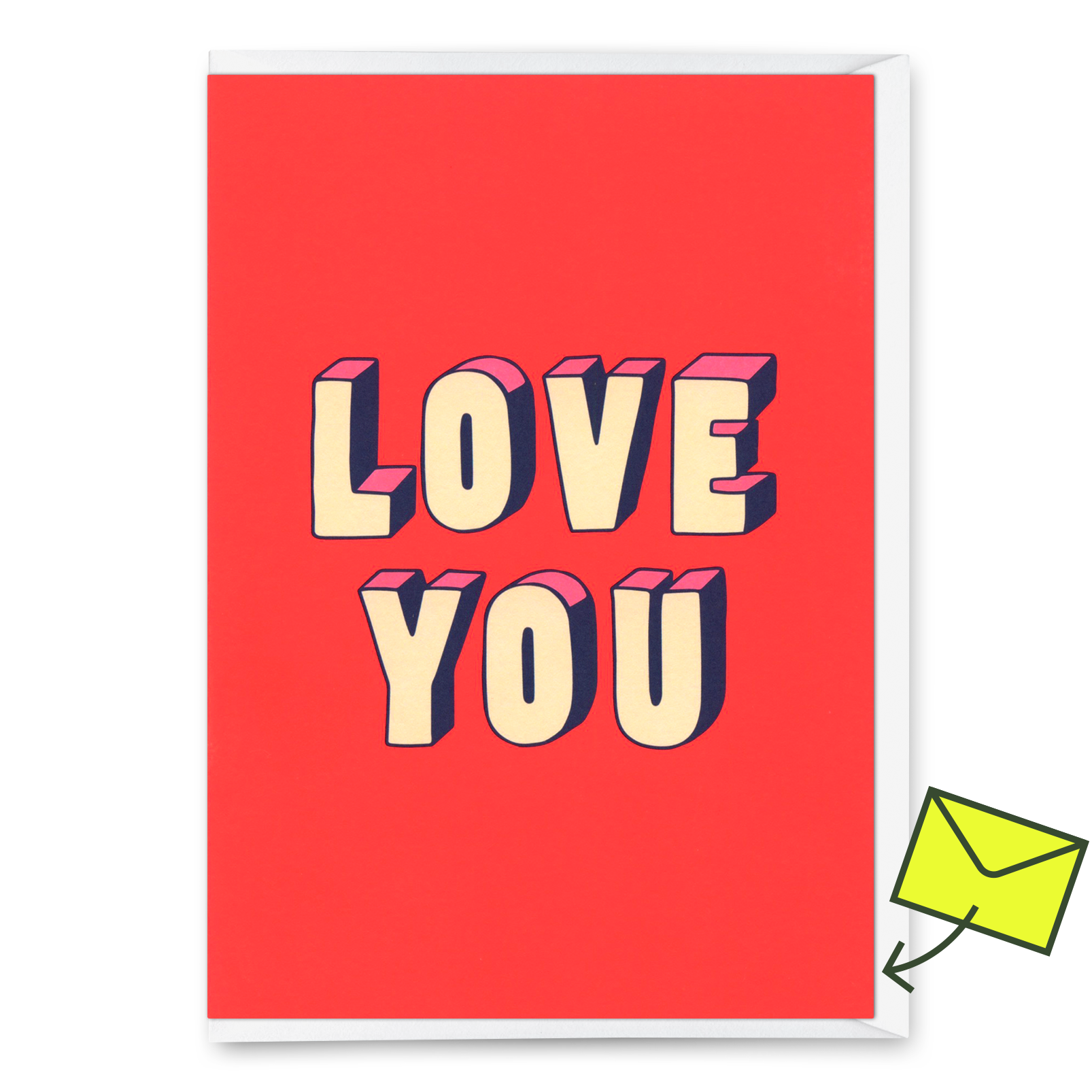 Grußkarte "Love You 3D-Typo" | Coole Klappkarte für Verliebte