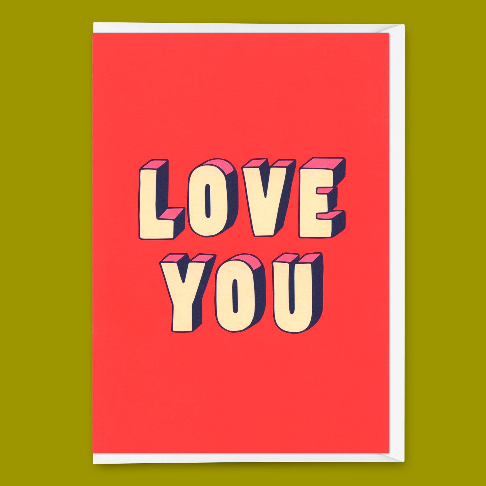 Grußkarte "Love You 3D-Typo" | Coole Klappkarte für Verliebte