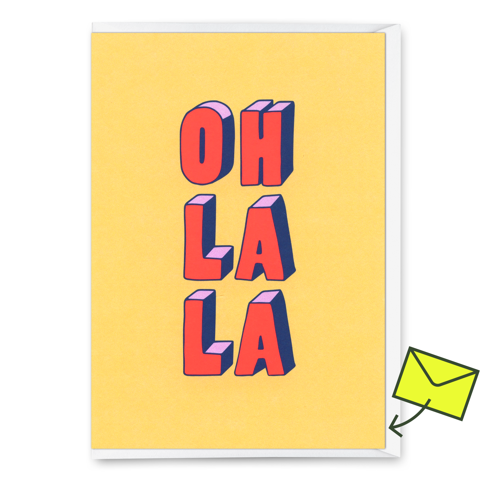 Grußkarte "Oh la la 3D-Typo" | Coole Klappkarte für jeden Anlass