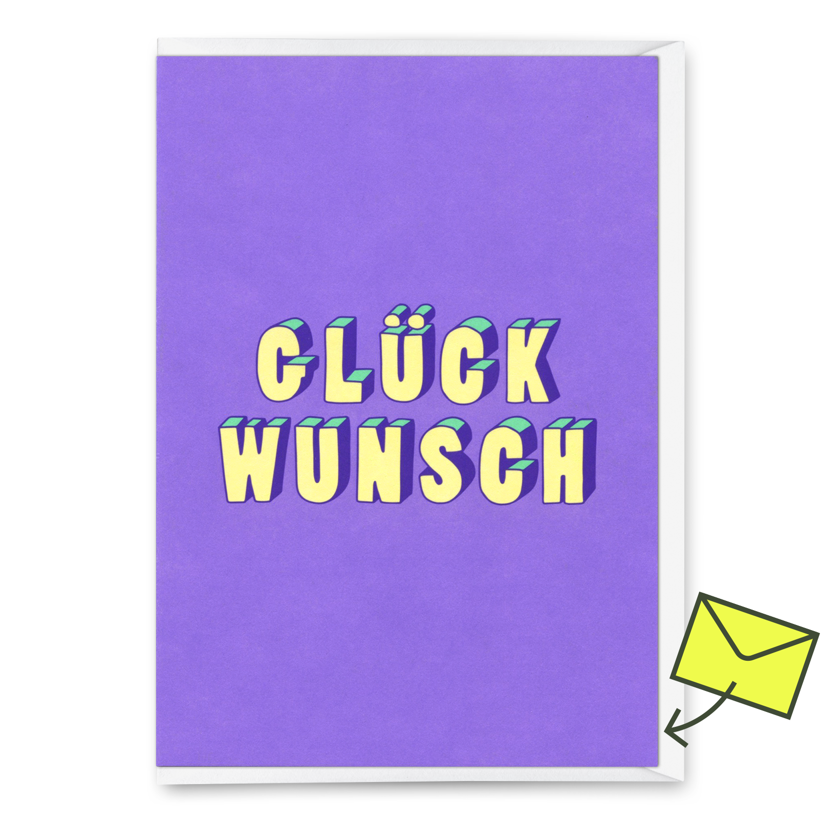 Grußkarte "Glückwunsch 3D-Typo" | Coole Klappkarte für jeden Anlass
