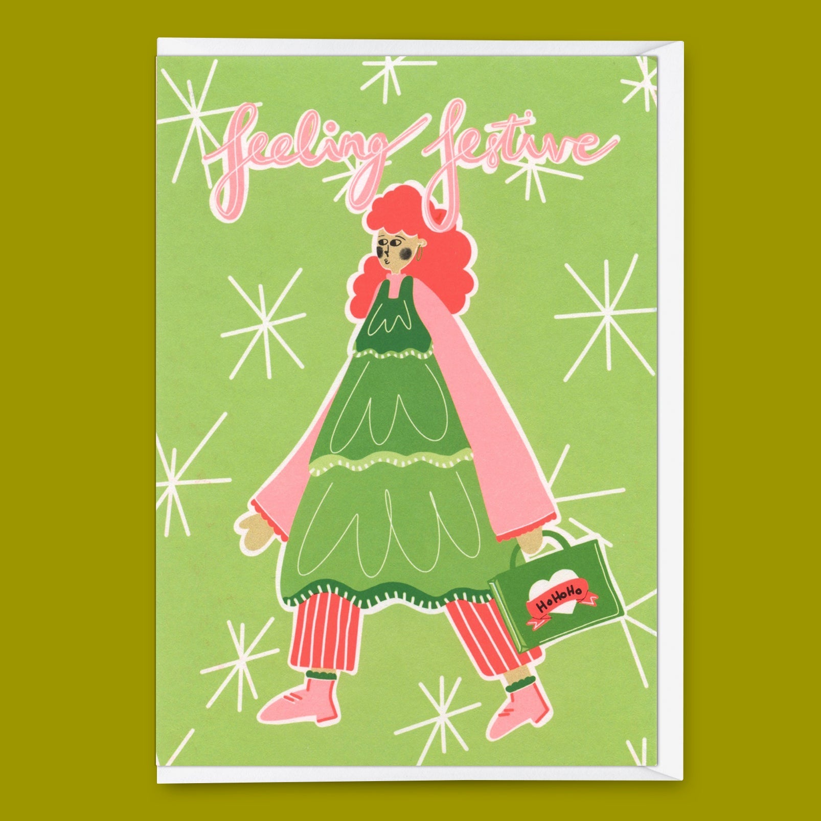 Grußkarte "Feeling festive" | Coole Klappkarte zu Weihnachten