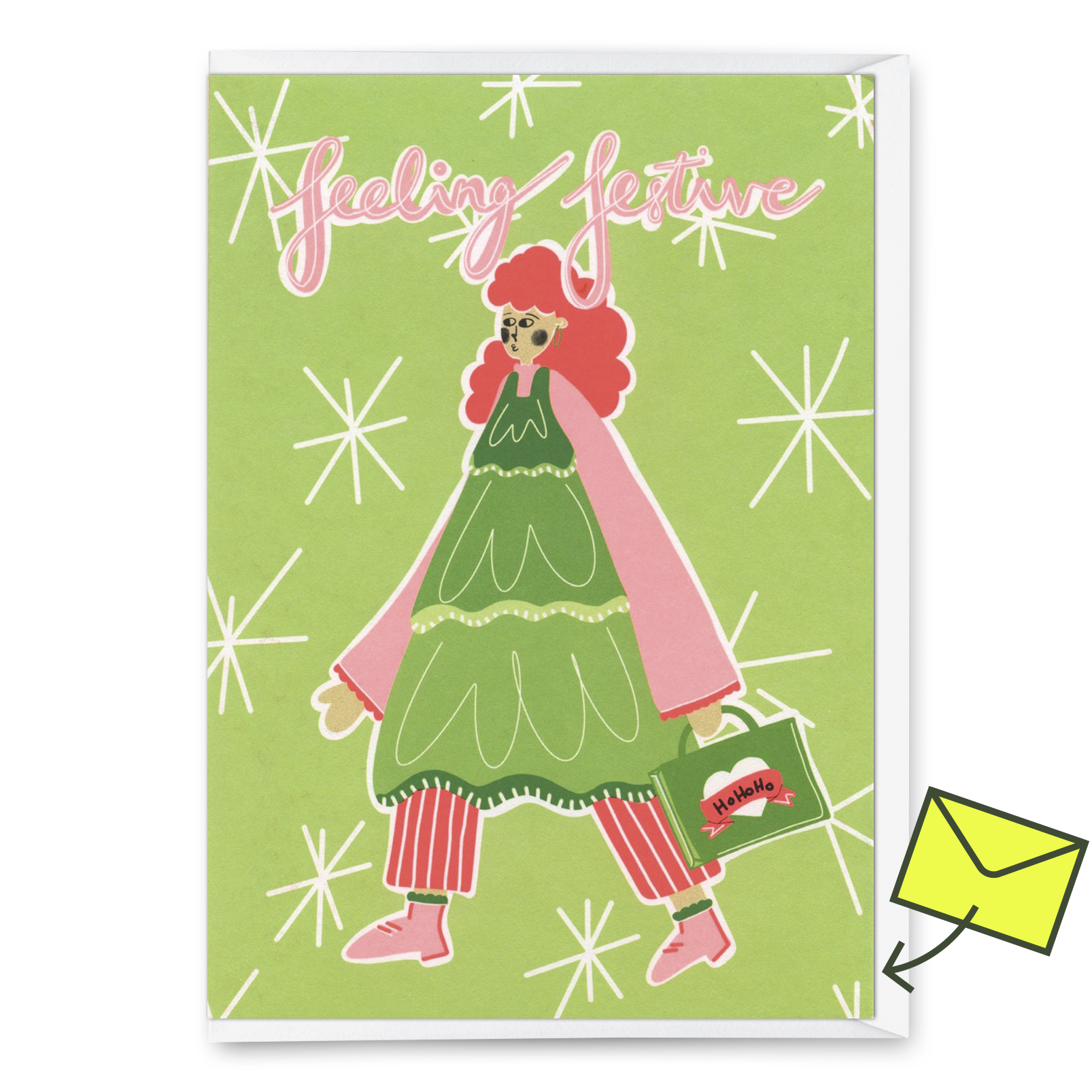 Grußkarte "Feeling festive" | Coole Klappkarte zu Weihnachten