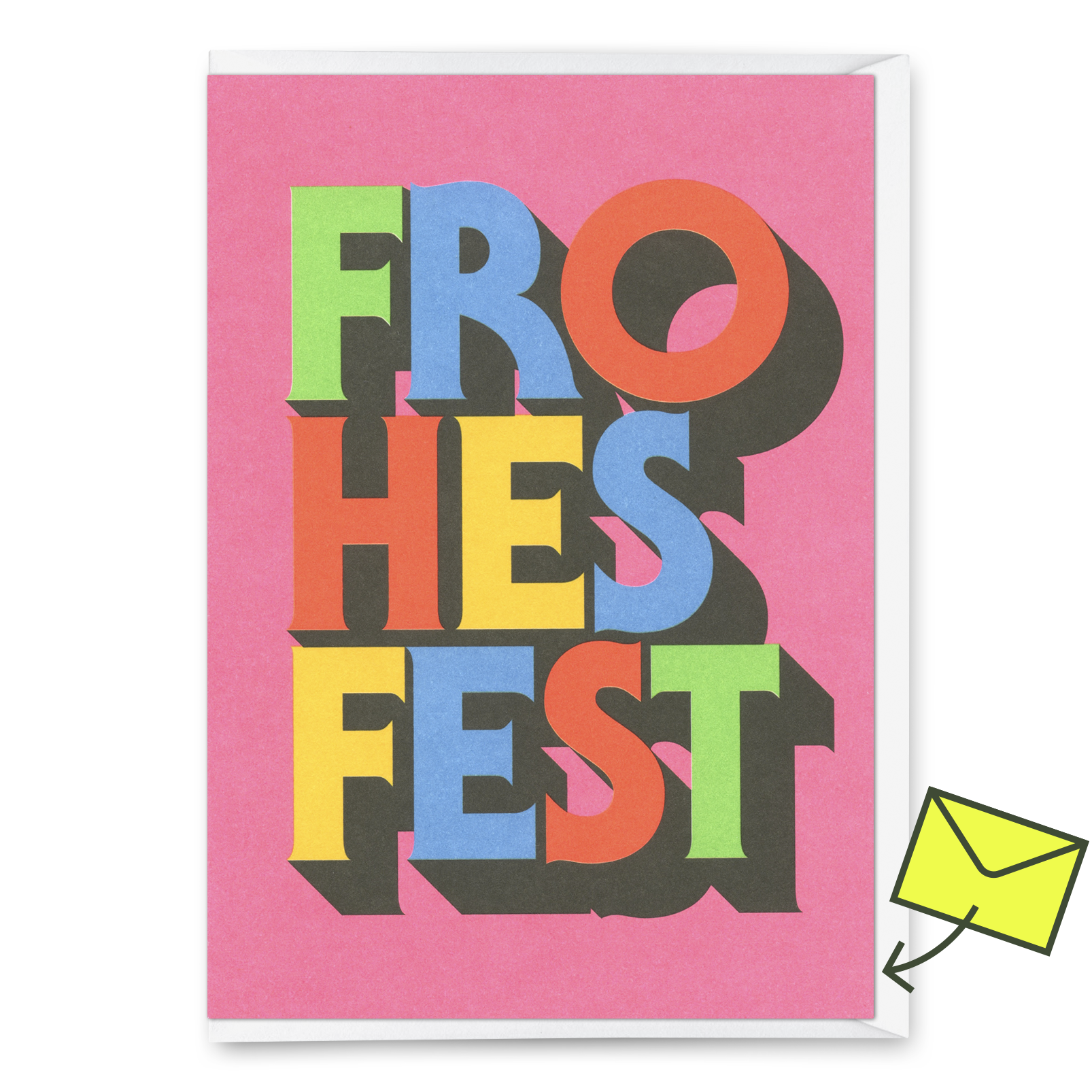 Grußkarte "FRO-HES-FEST" | Schöne Klappkarte zu Weihnachten