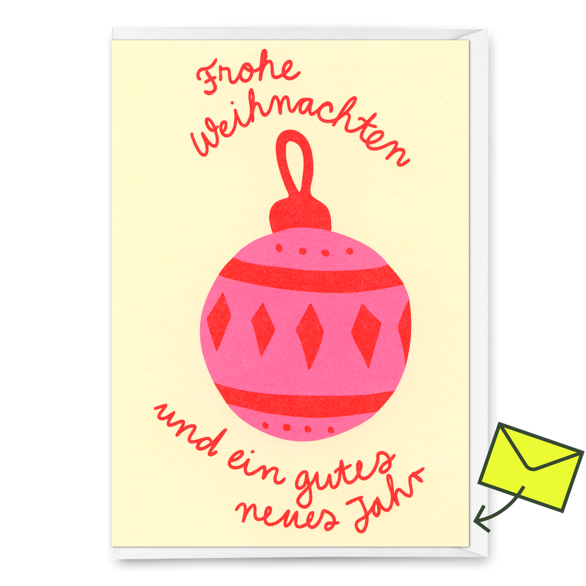 Grußkarte "Frohe Weihnachten Kugel" | Schöne Klappkarte zu Weihnachten