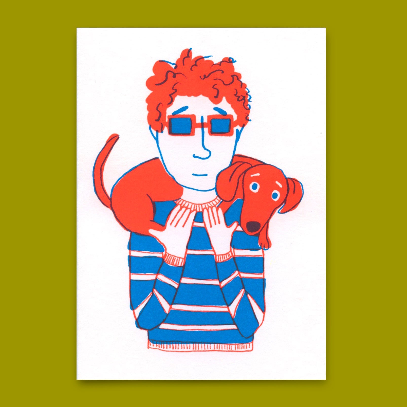 Postkarte "Dogman" | Lustige Karte mit Hunde-Motiv