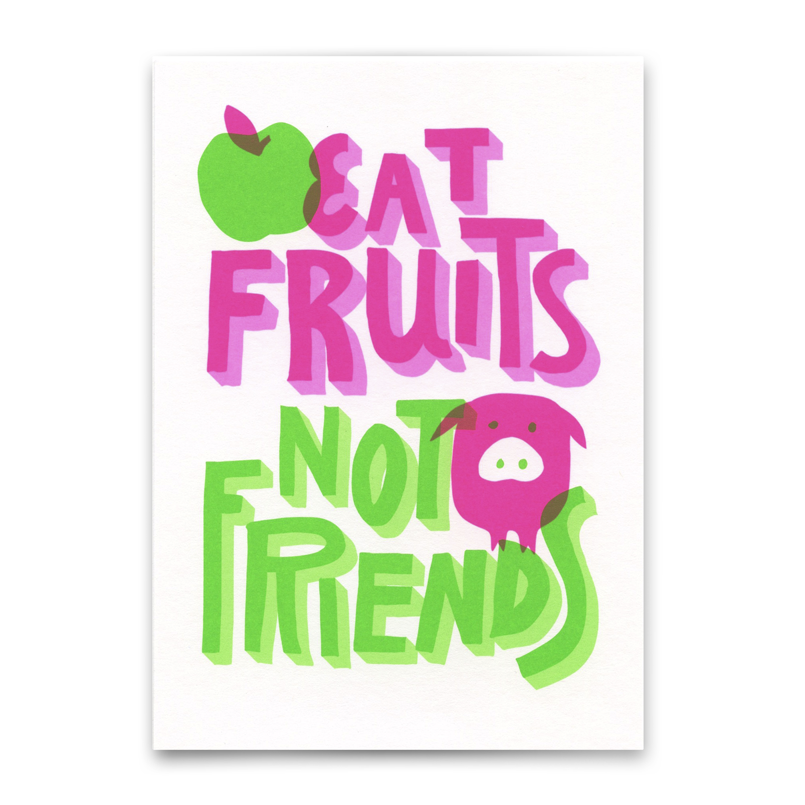 Postkarte "Eat fruits, not friends" | Besondere Karte mit Spruch