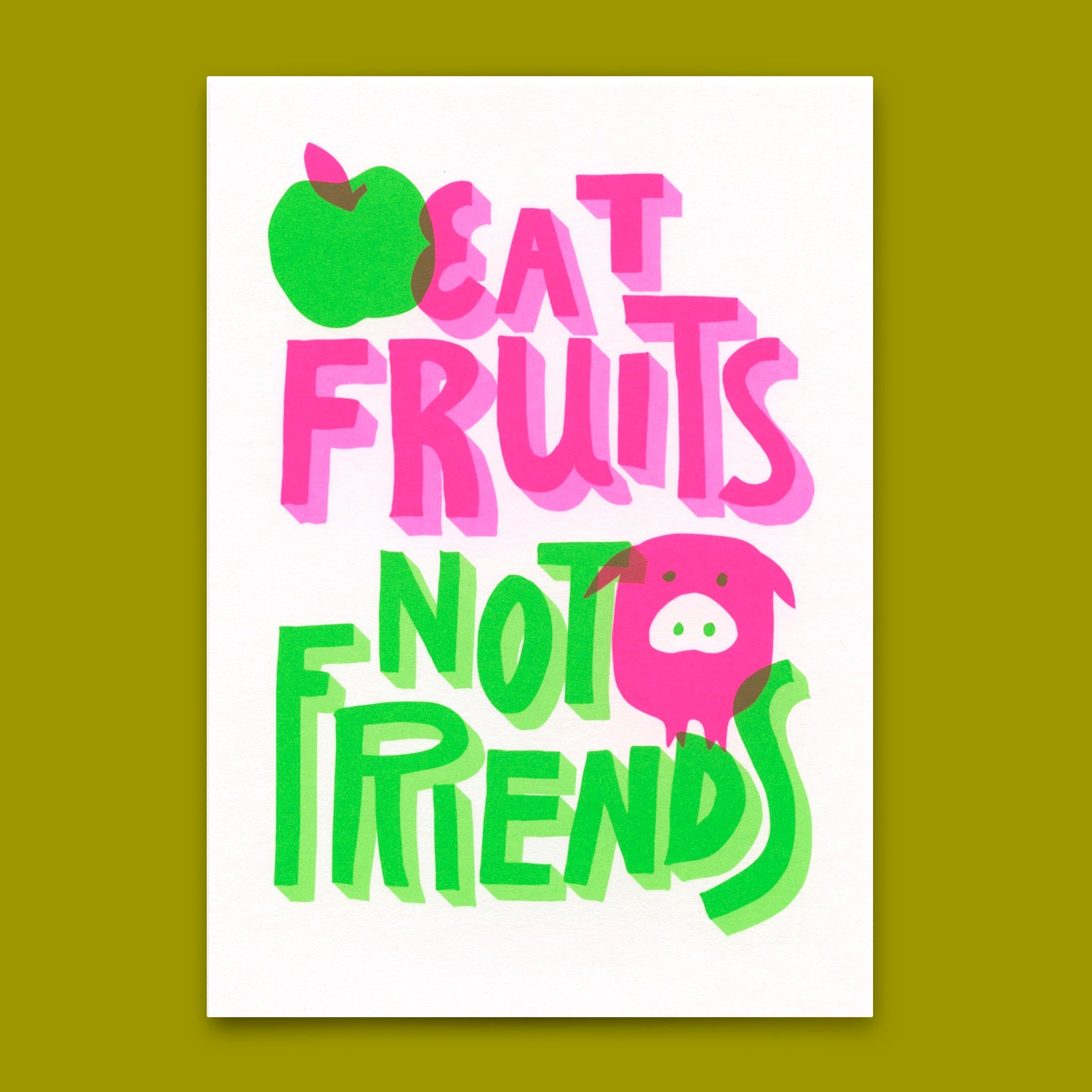 Postkarte "Eat fruits, not friends" | Besondere Karte mit Spruch