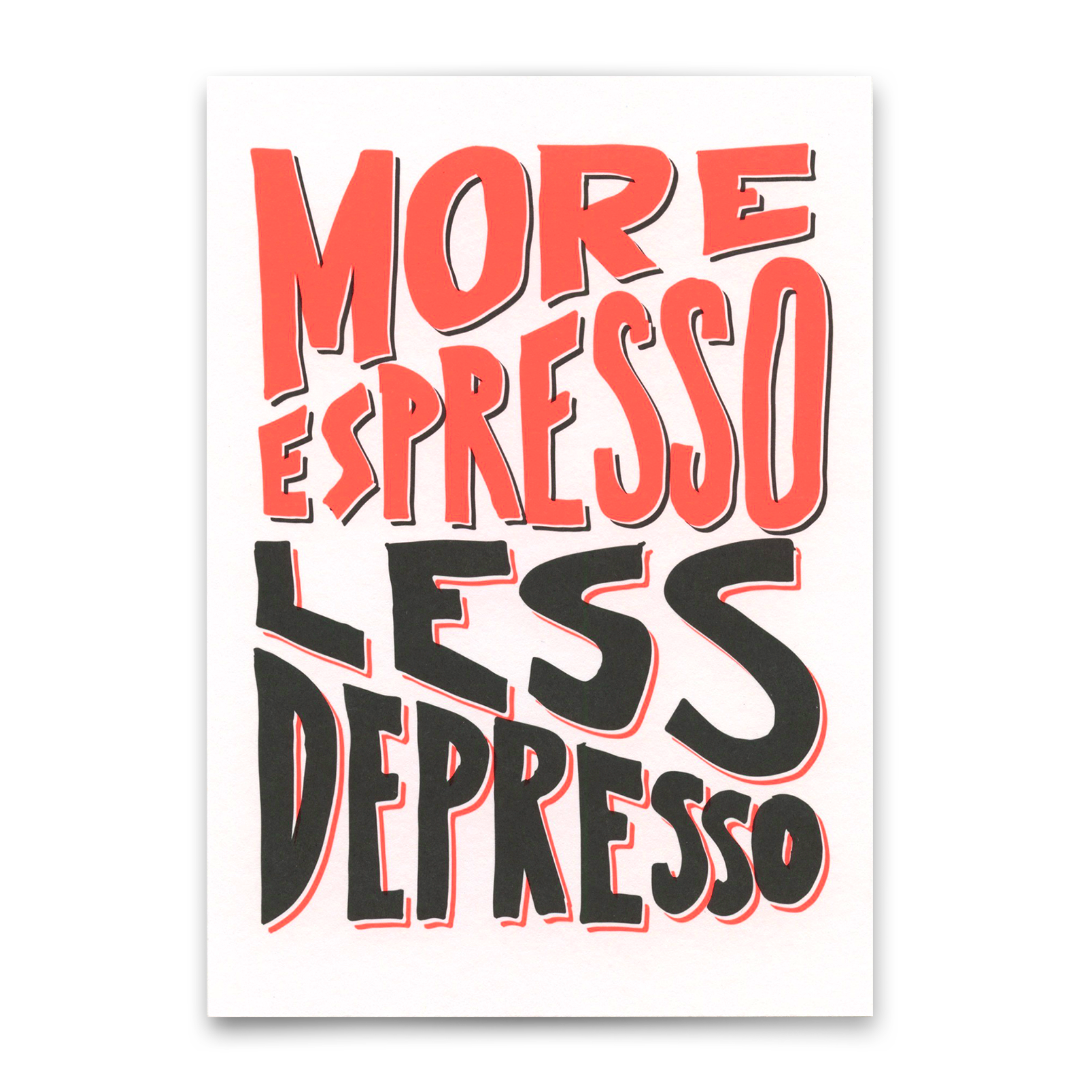 Postkarte "More espresso less depresso" | Besondere Karte mit Spruch
