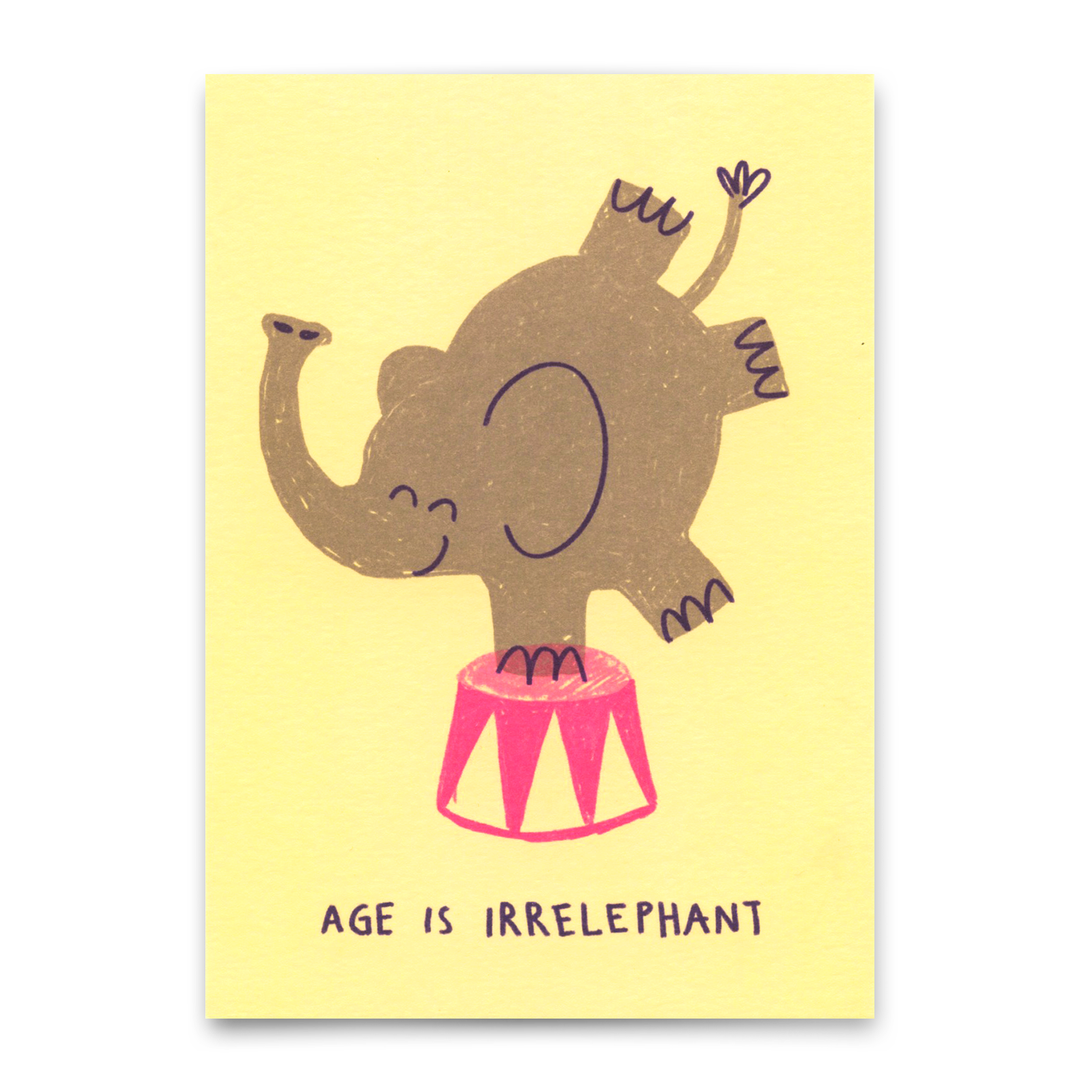 Postkarte "Age is irrelephant" | Lustige Karte mit Spruch zum Geburtstag