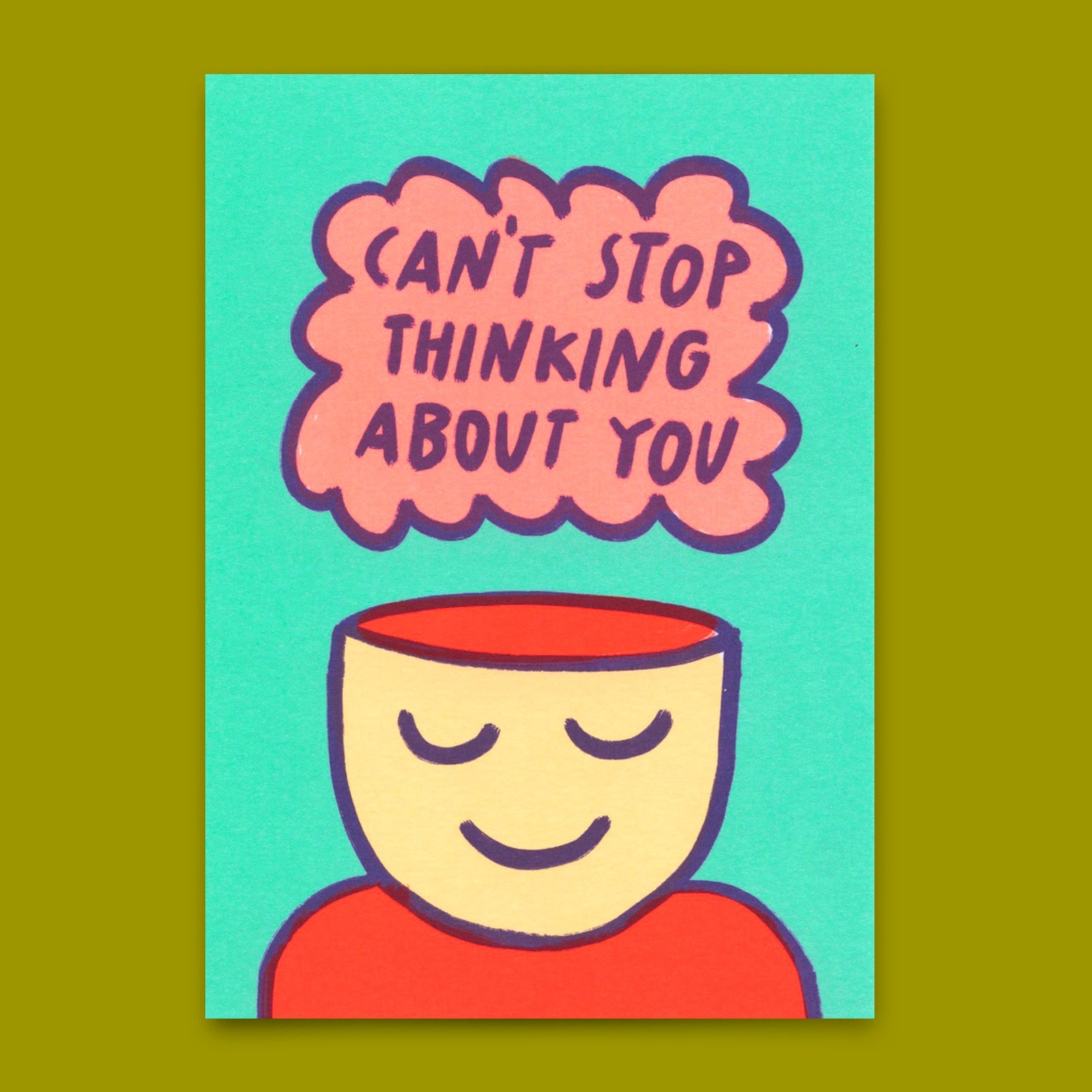 Postkarte "Can´t stop thinking about you" | Schöne Karte für Verliebte