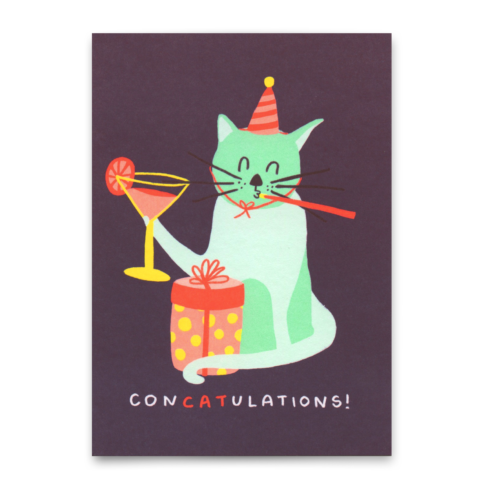 Postkarte "ConCatulations" | Lustige Karte mit Katzen-Motiv