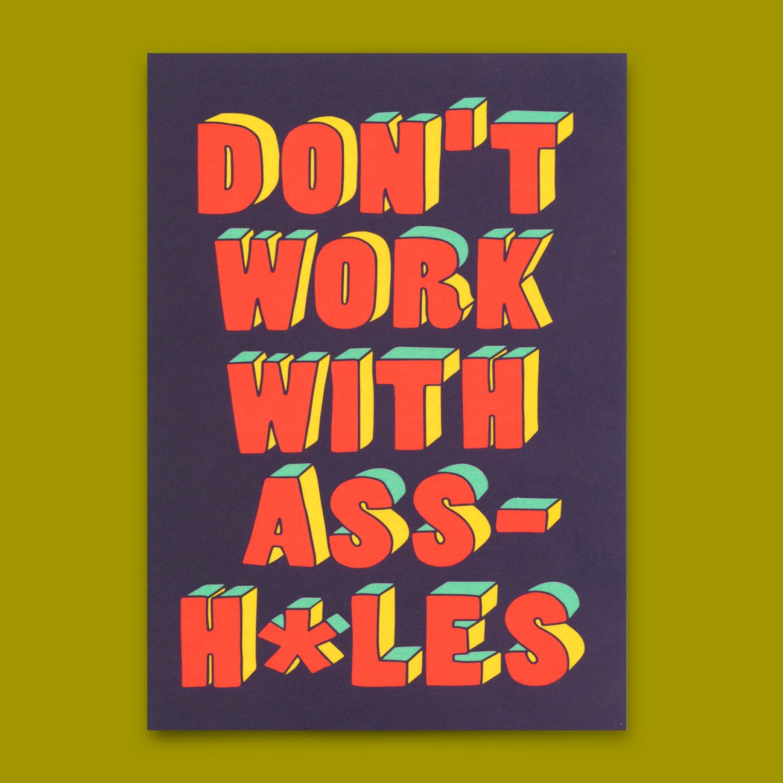 Postkarte "Don´t work with assholes" | Lustige Karte mit Spruch