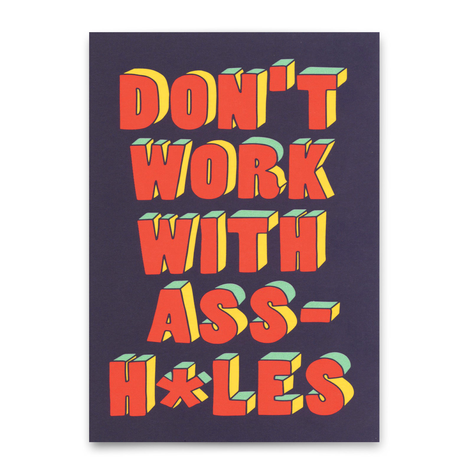 Postkarte "Don´t work with assholes" | Lustige Karte mit Spruch