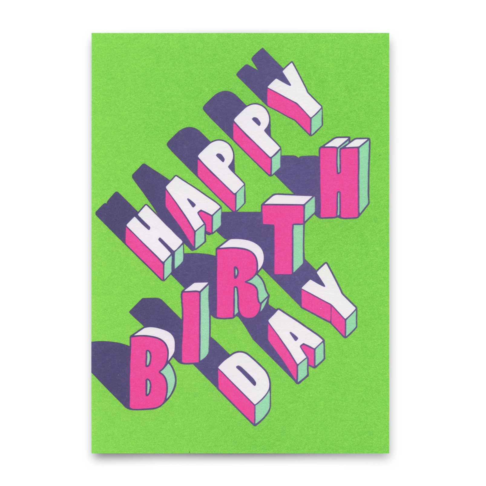 Postkarte "Happy Birthday Lilac/Green" | Ausgefallene Karte zum Geburtstag