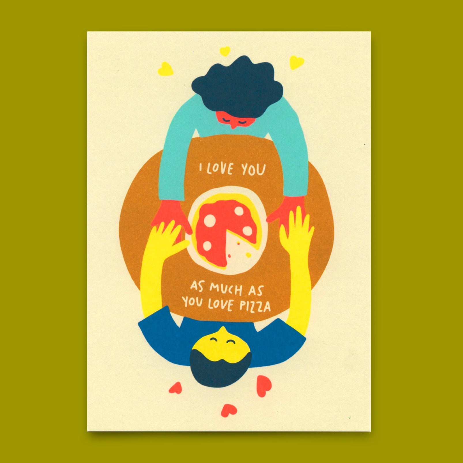 Postkarte "As much as Pizza" | Lustige Karte für Verliebte