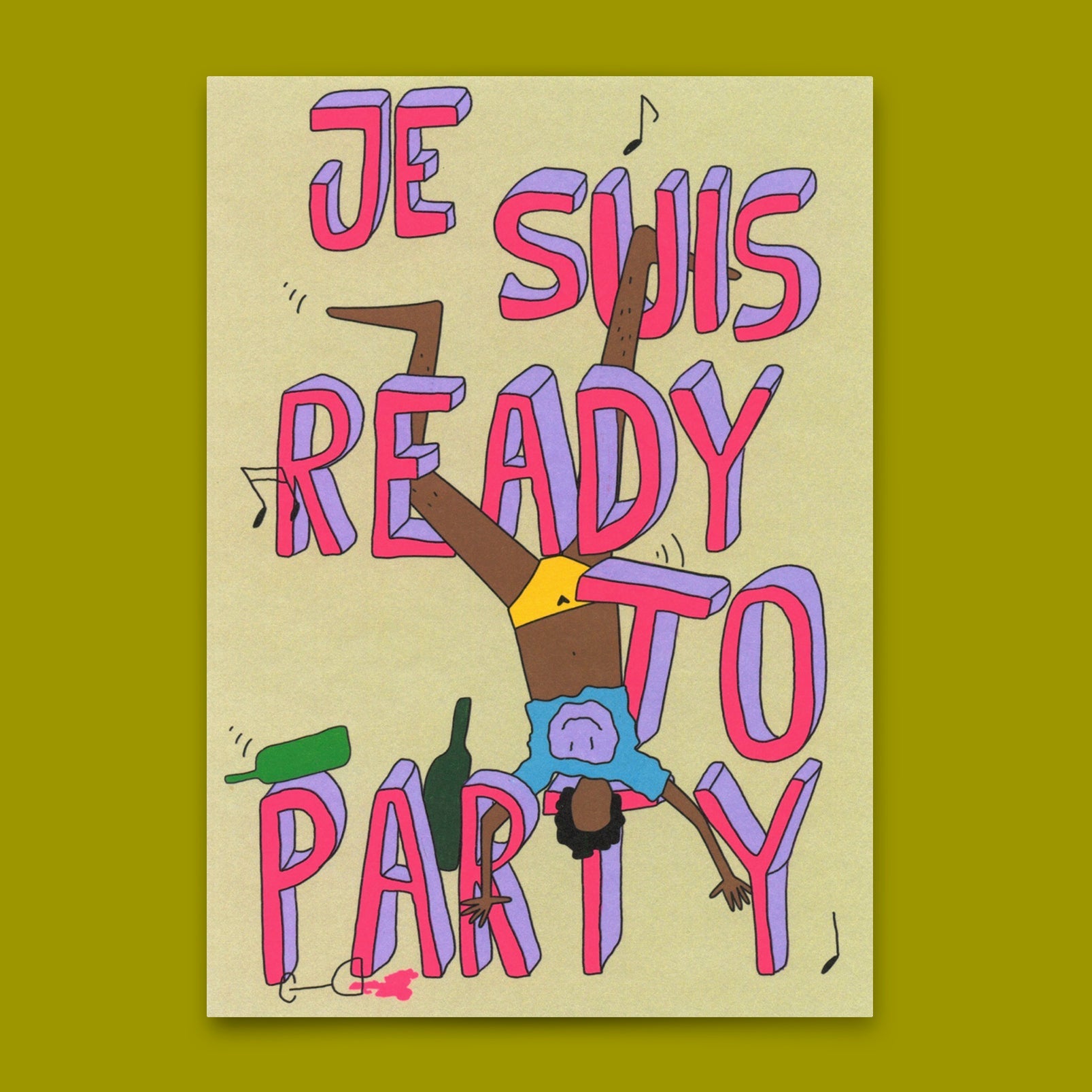 Postkarte "Je suis ready to party" | Ausgefallene Karte für jeden Anlass
