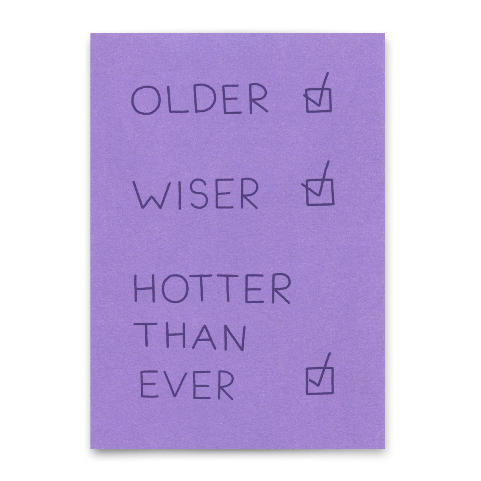 Postkarte "Hotter than ever" | Lustige Karte mit Spruch zum Geburtstag
