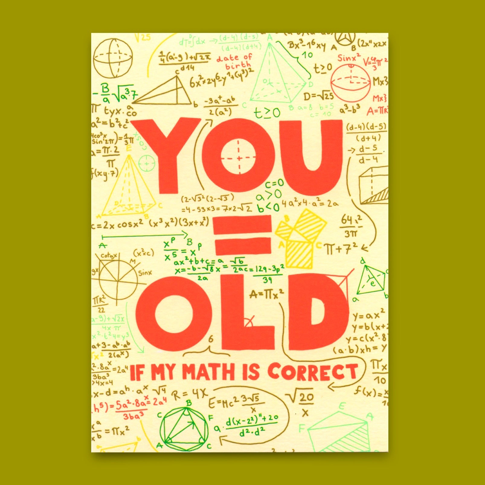 Postkarte "You = Old" | Lustige Karte zum Geburtstag