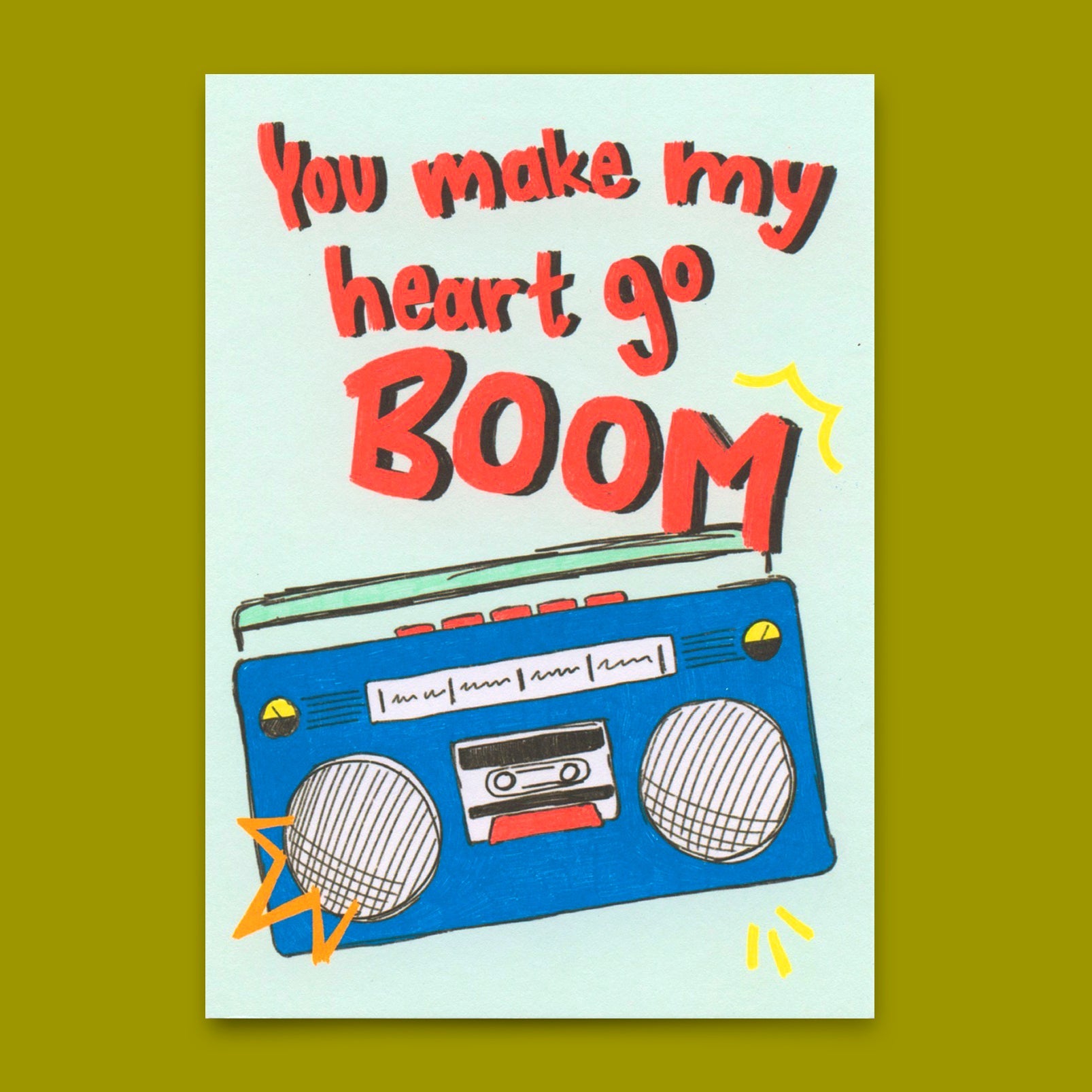 Postkarte "You make my heart Boom" | Besondere Karte für Verliebte