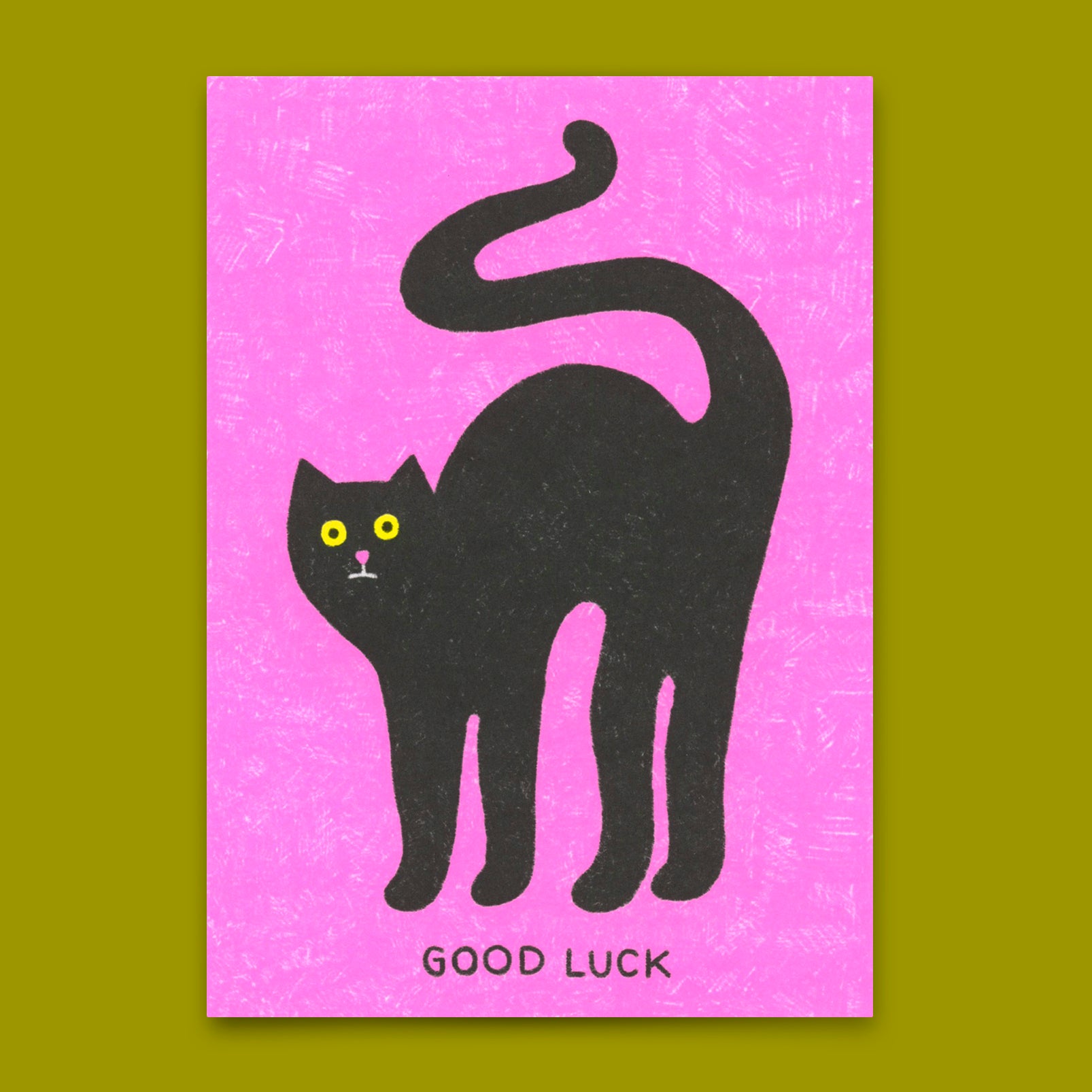 Postkarte "Good luck cat" | Besondere Karte mit Katzen-Motiv