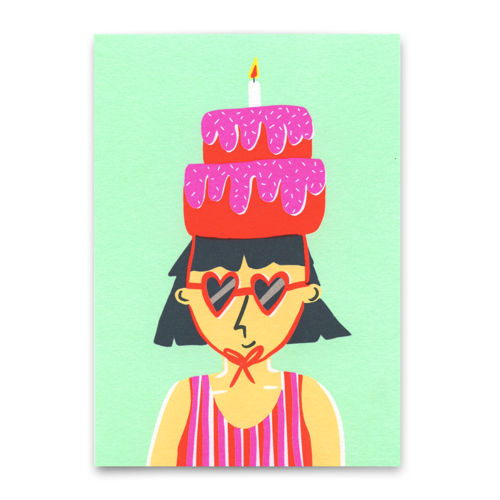 Postkarte "Birthday cake hat" | Lustige Karte zum Geburtstag