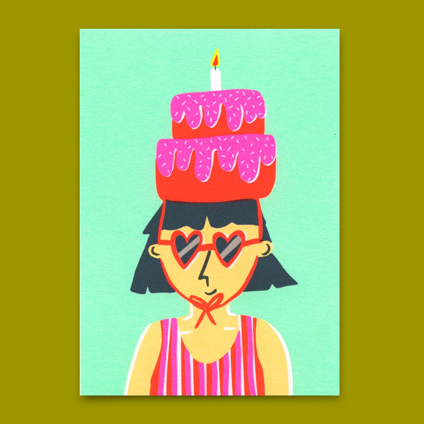 Postkarte "Birthday cake hat" | Lustige Karte zum Geburtstag