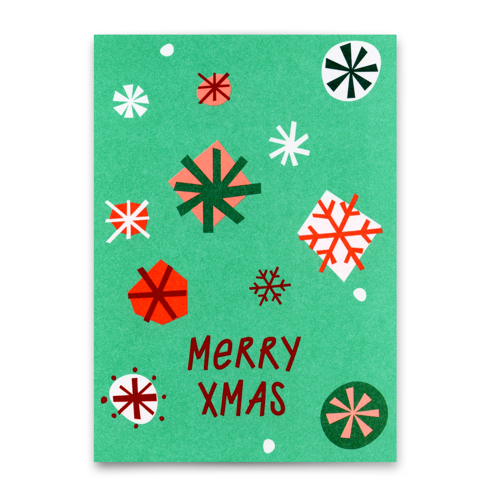 Postkarte "Merry Xmas Schneeflocken Türkis" | Besondere Karte zu Weihnachten