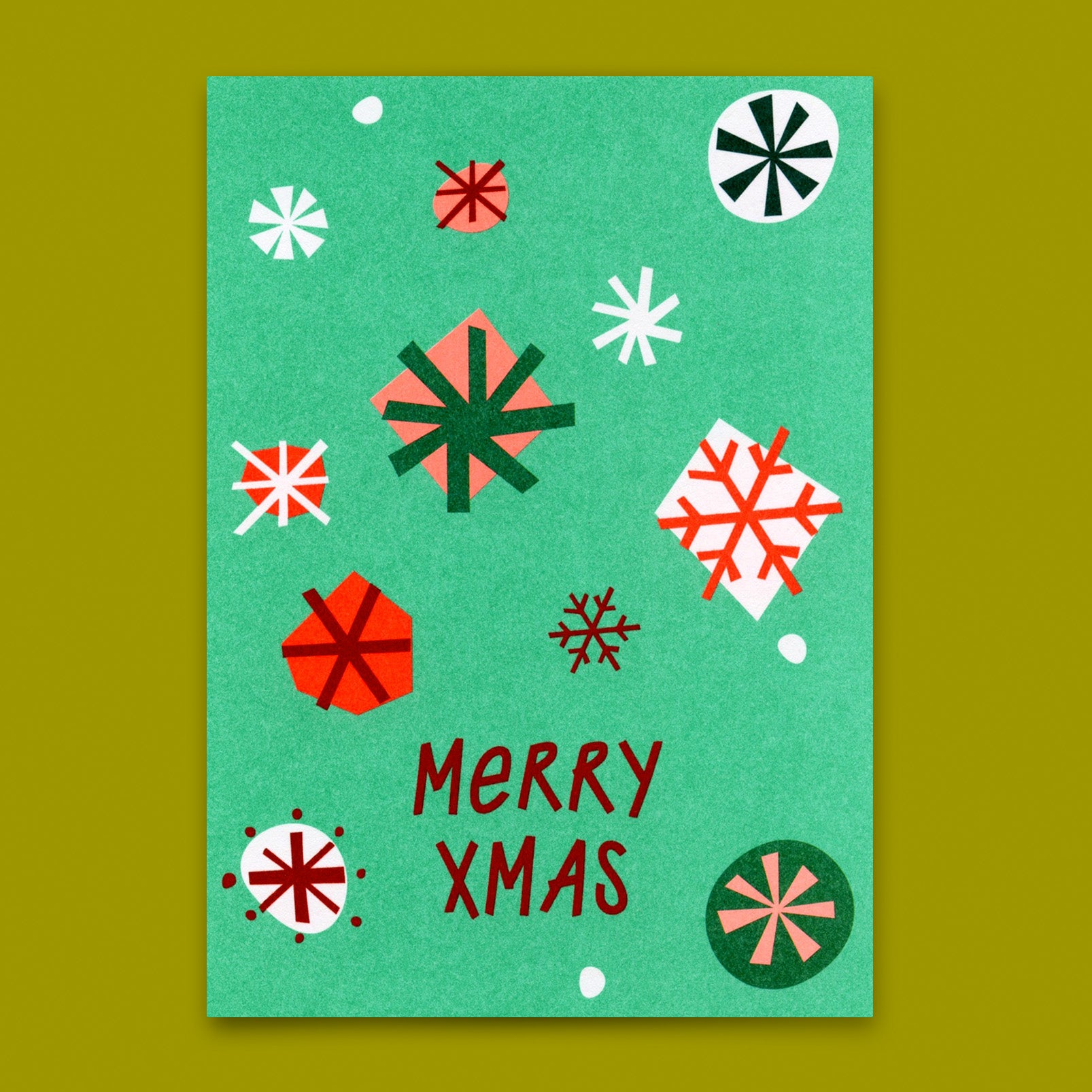 Postkarte "Merry Xmas Schneeflocken Türkis" | Besondere Karte zu Weihnachten