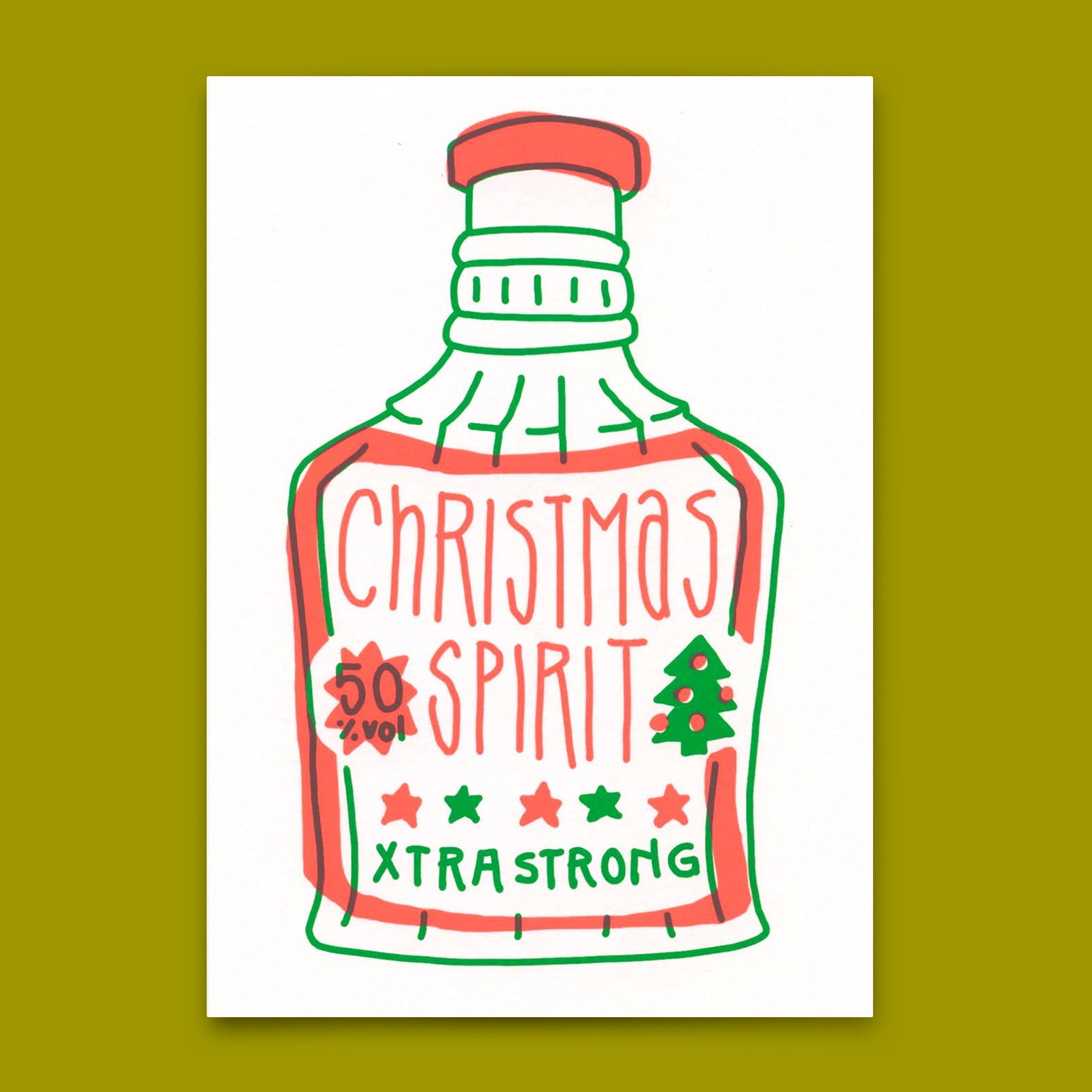 Postkarte "Xtra strong Xmas spirit" | Lustige Karte zu Weihnachten