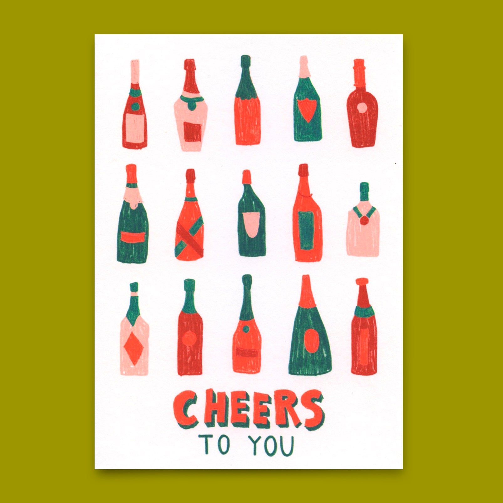 Postkarte "Cheers to you (Bottles)" | Coole Karte für jeden Anlass