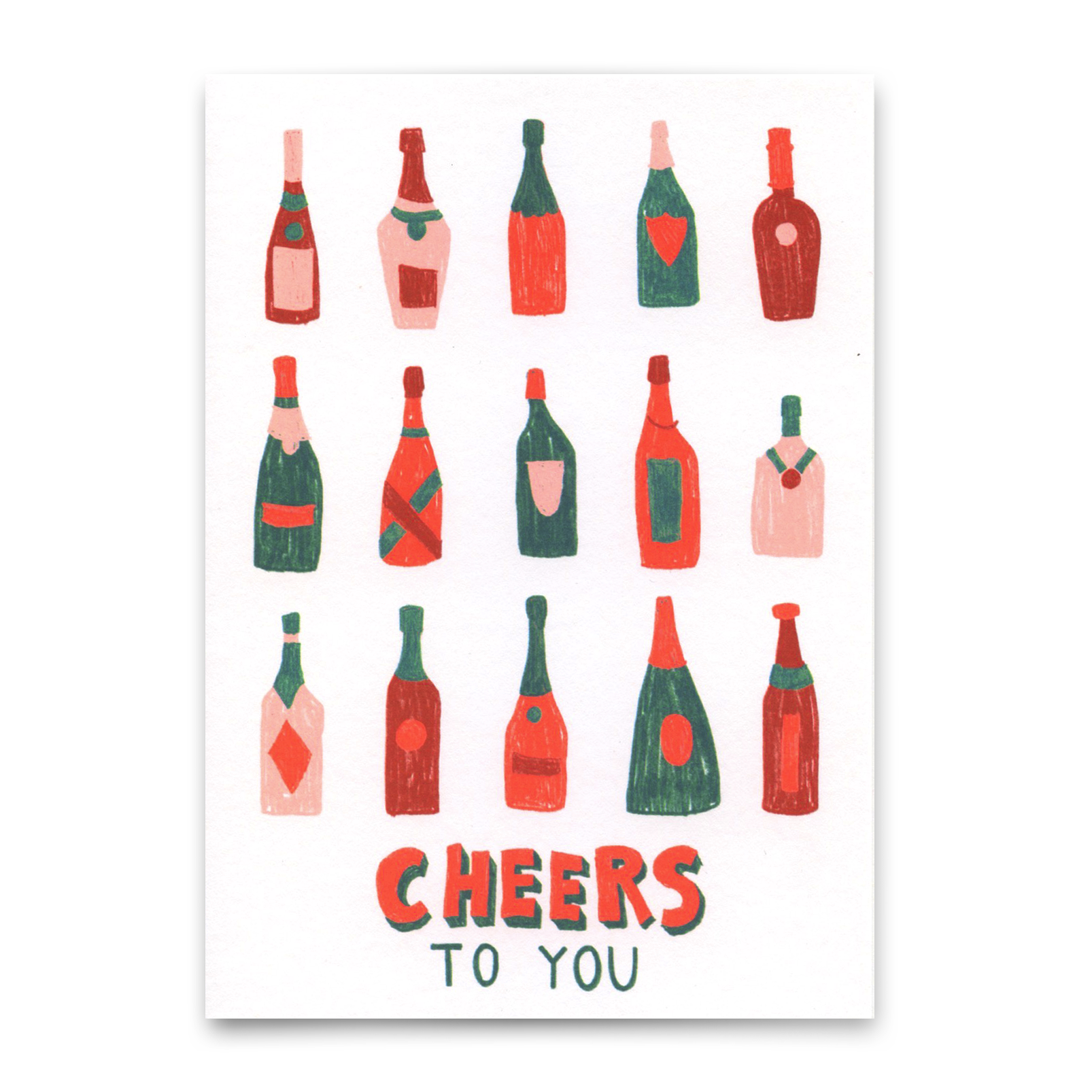 Postkarte "Cheers to you (Bottles)" | Coole Karte für jeden Anlass